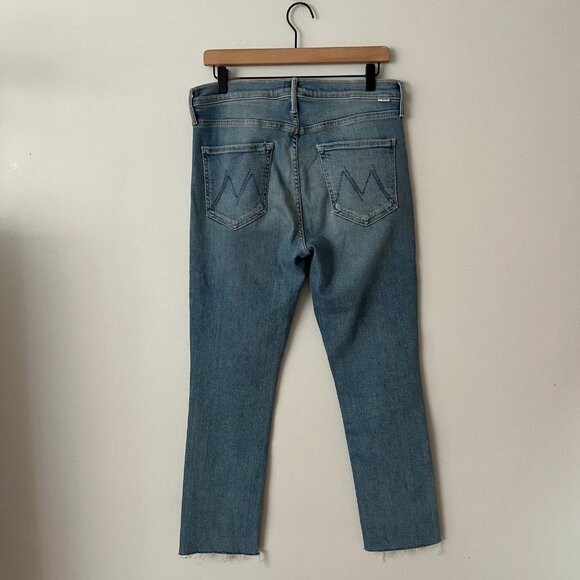 MOTHER The Mid Rise Dazzler Ankle Fray Jeans Riding The Cliffside Women Size 32 - Picture 5 of 11